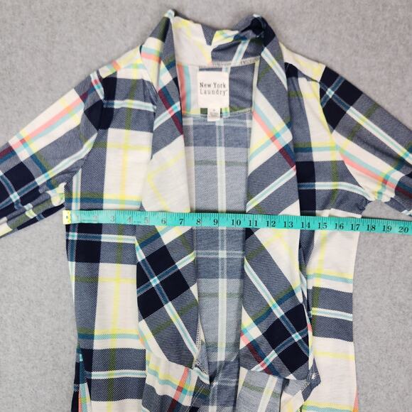 New York Laundry Cardigan Size Med Draped Open Front Roll Tab Sleeve Lightweight - Picture 8 of 9